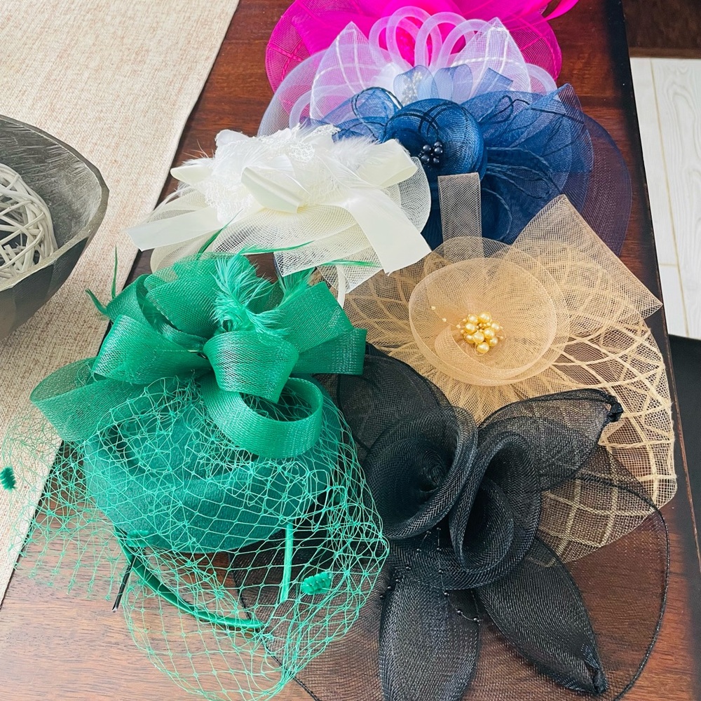 Elegant Women's Fascinator Hat - Green, Black, Ivory, Navy, Pink, Gold, White